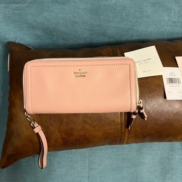 Kate Spade Staci Large Carryall Wristlet Clutch Wallet Pale Hydrangia Leather - Picture 7 of 8